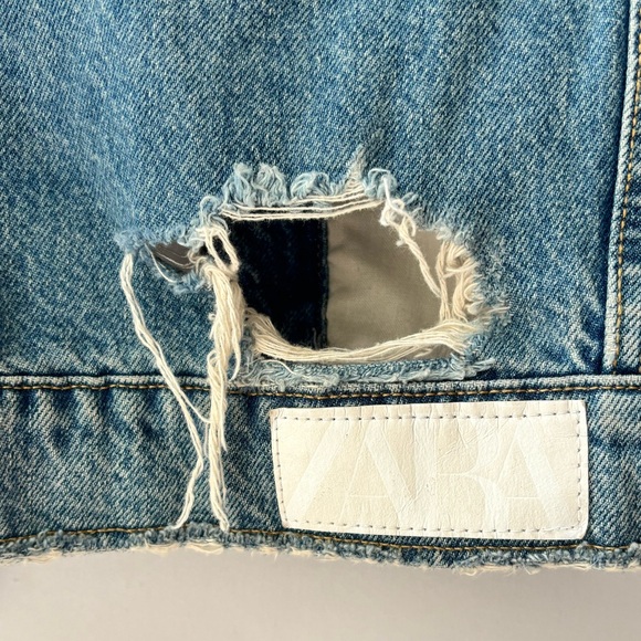 Zara Blue Distressed Jean Jacket - Picture 2 of 4